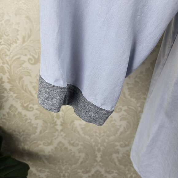 Soft Surroundings Size XL 100% Silk Light Blue Gray Tunic Scoop Neck Keyhole Bk - Picture 3 of 10